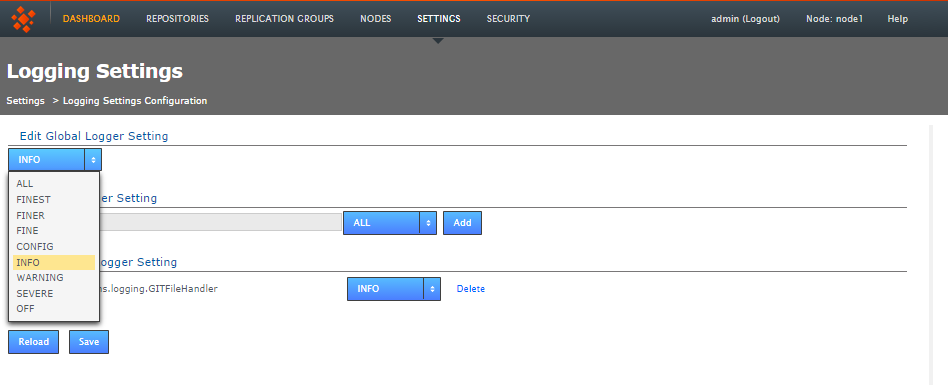 settings - entry of logging