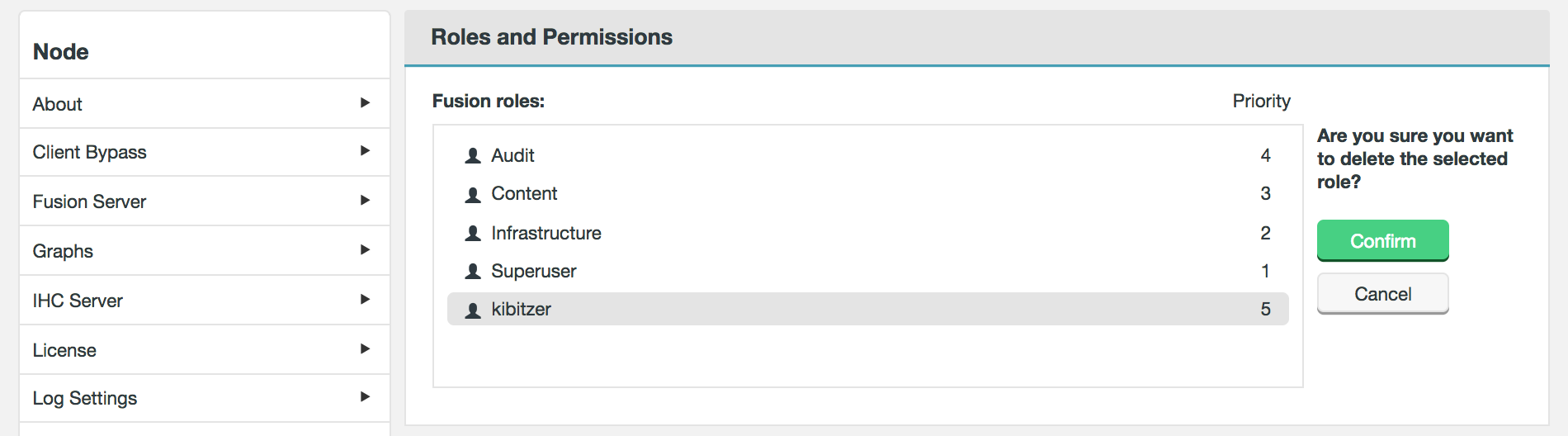 LDAP Roles screen
