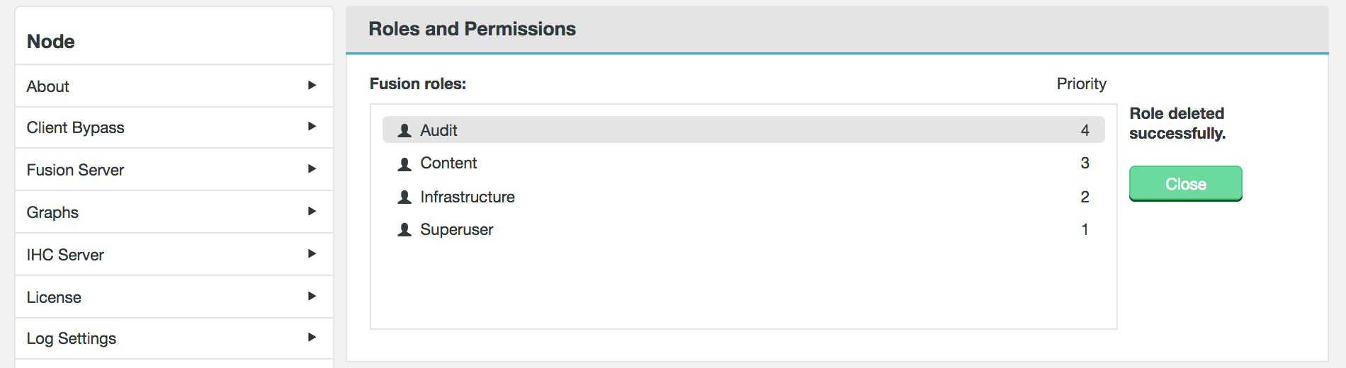 LDAP Roles screen