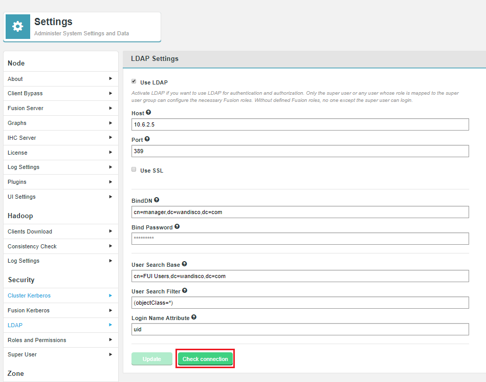 kerberos CM configuration screen