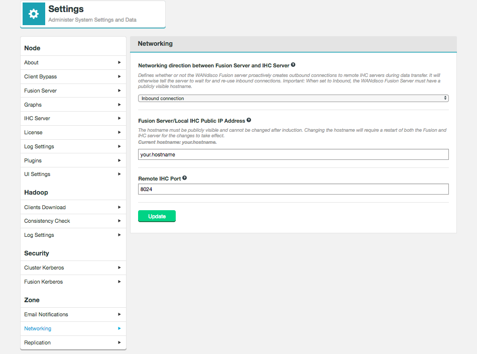 Networking settings - inbound