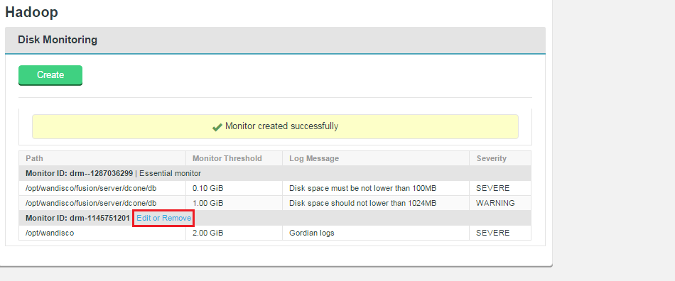 NameNode Settings Remove Settings