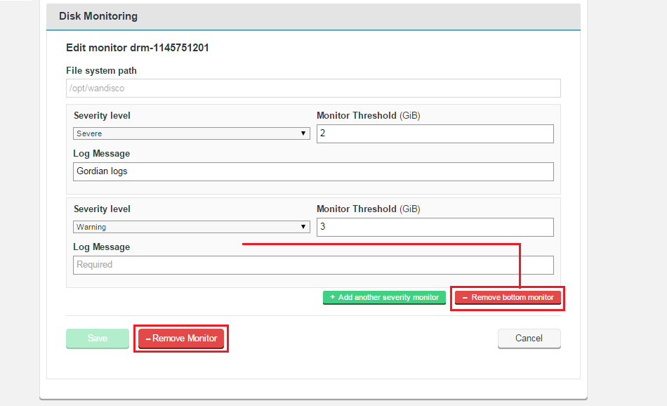 NameNode Settings Remove Settings