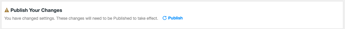 Settings - Publish Settings