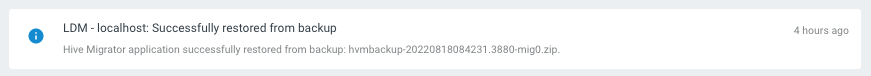 Backup successfully restored notification