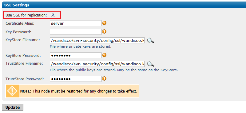 SSL settings in setup