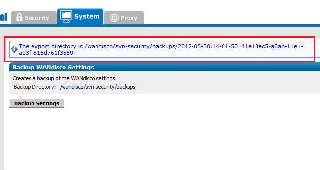 Admin Console - Export Settings