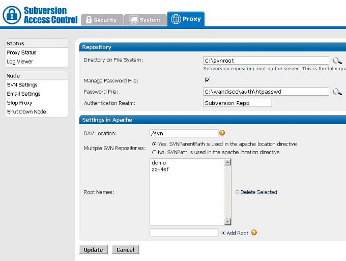 Admin Console - Edit Repository