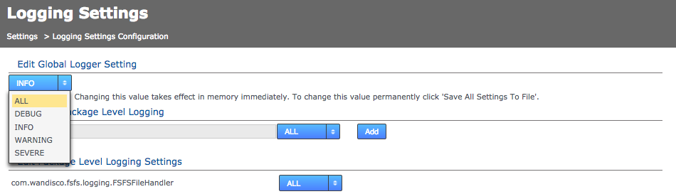 settings - Logging Settings