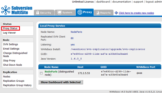 Admin Console - Proxy Settings