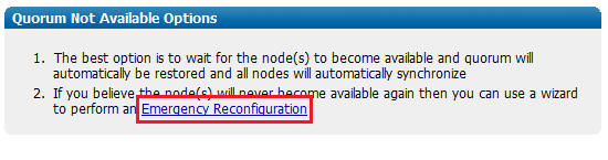 Emergency Reconfiguration of Quorum 2