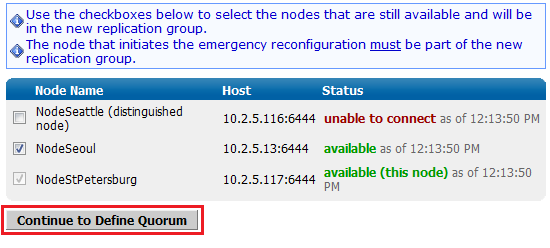 Emergency Reconfiguration of Quorum 4