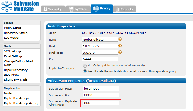 Change SVN replicated Port 05
