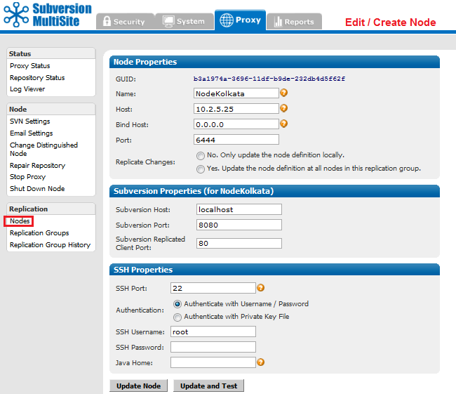 Admin Console - Create Node