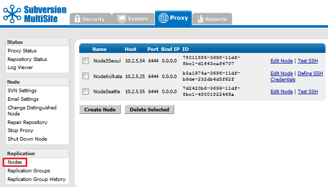 Admin Console - Nodes
