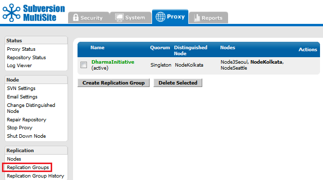 Admin Console - Create Replication Group