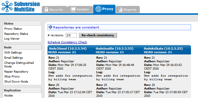 Admin Console - Consistency check