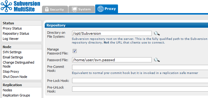 Admin Console - Edit Repository2