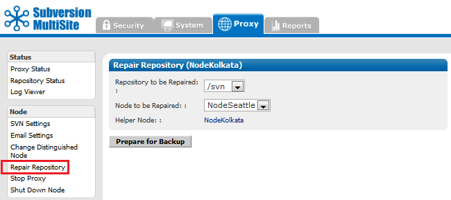 Admin Console - Stop Proxy