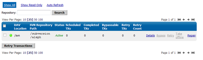 Admin Console - Repo Status
