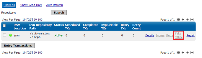 Admin Console - Offline Mode Button