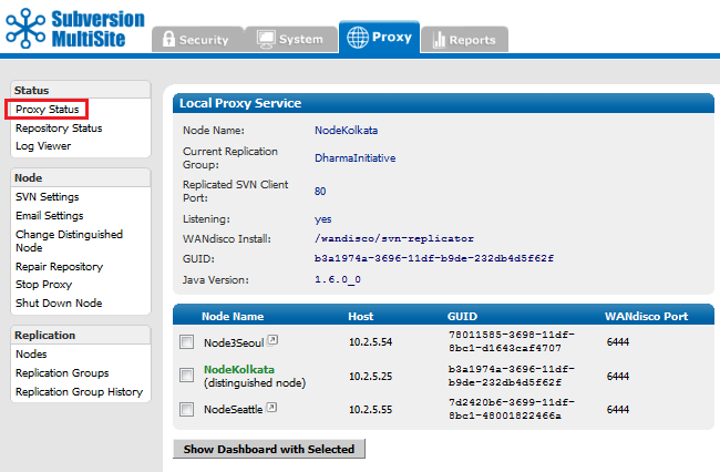 Admin Console - Proxy Settings